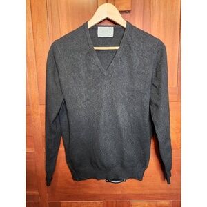 BERK Burlington Arcade London Charcoal V-Neck Sweater Cashmere Unisex Vintage